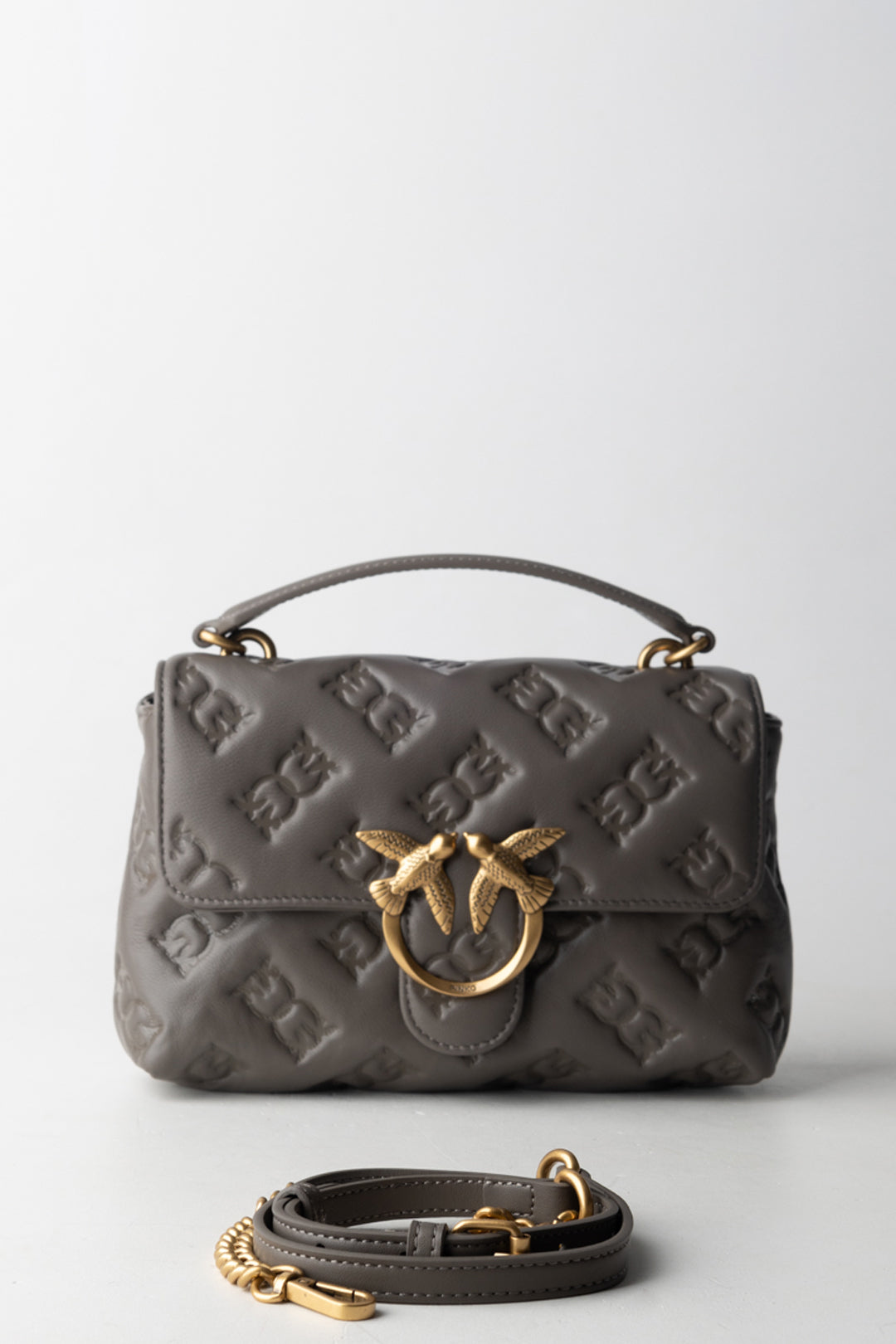 Pinko Borsa Love Bag con Logo Impresso GRIGIO ASFALTO 1 - ANTIQUE GOL