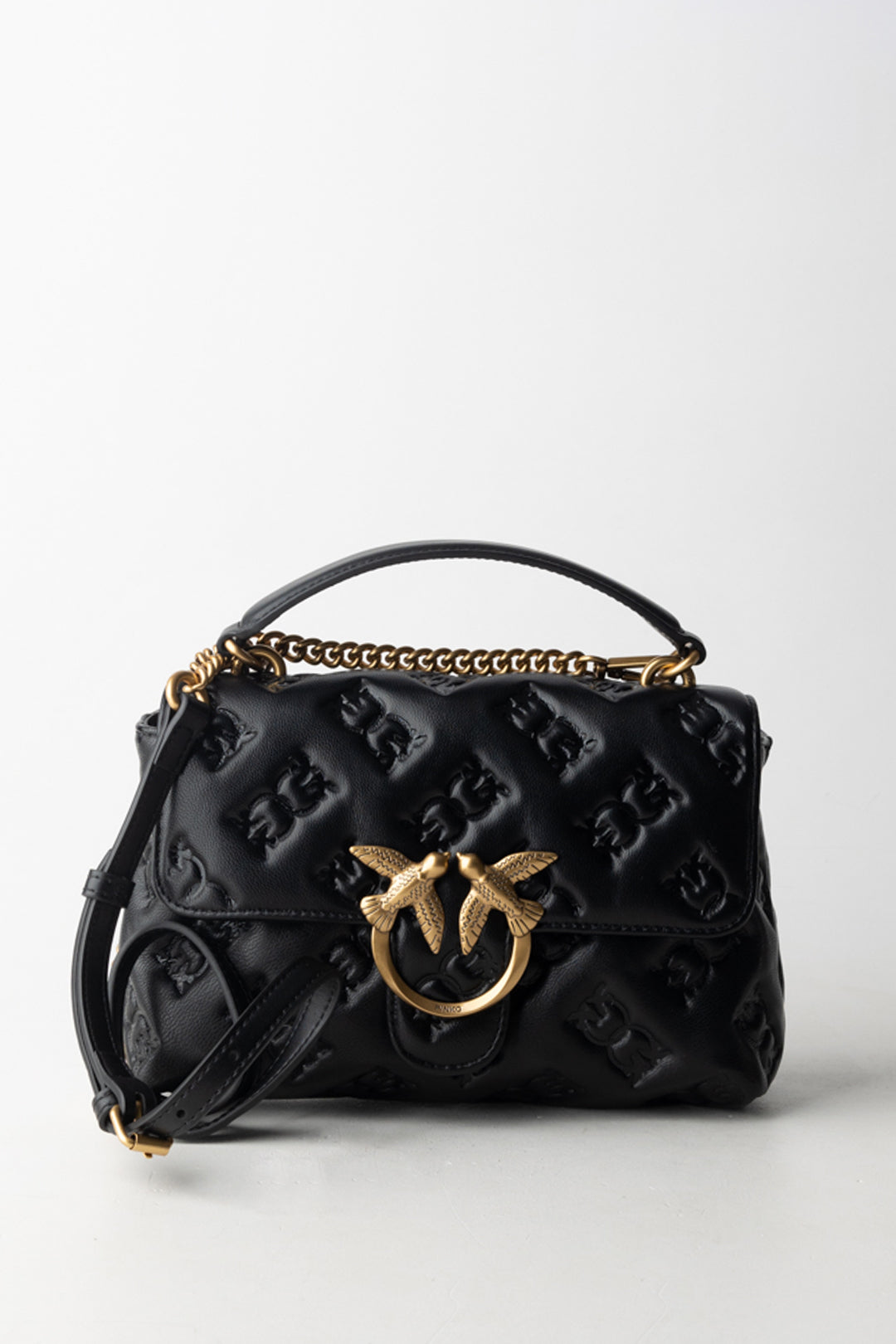 Pinko Borsa Love Bag con Logo Impresso NERO-ANTIQUE GOLD