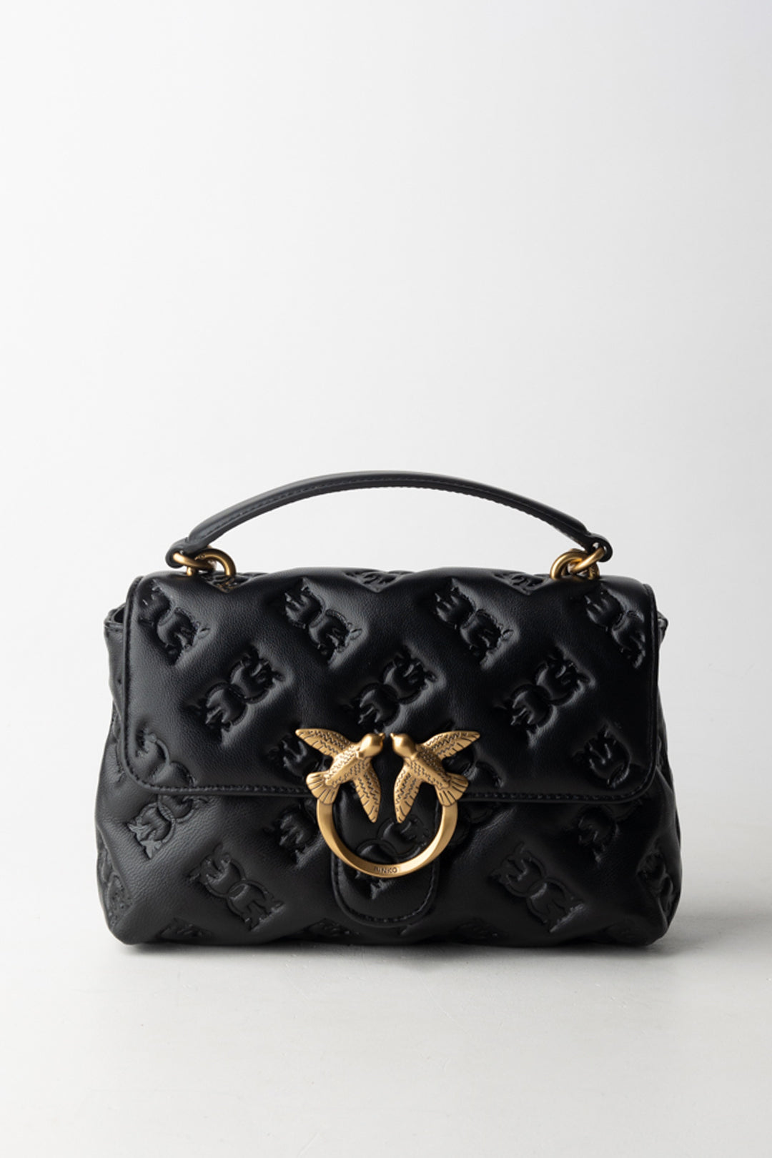 Pinko Borsa Love Bag con Logo Impresso NERO-ANTIQUE GOLD