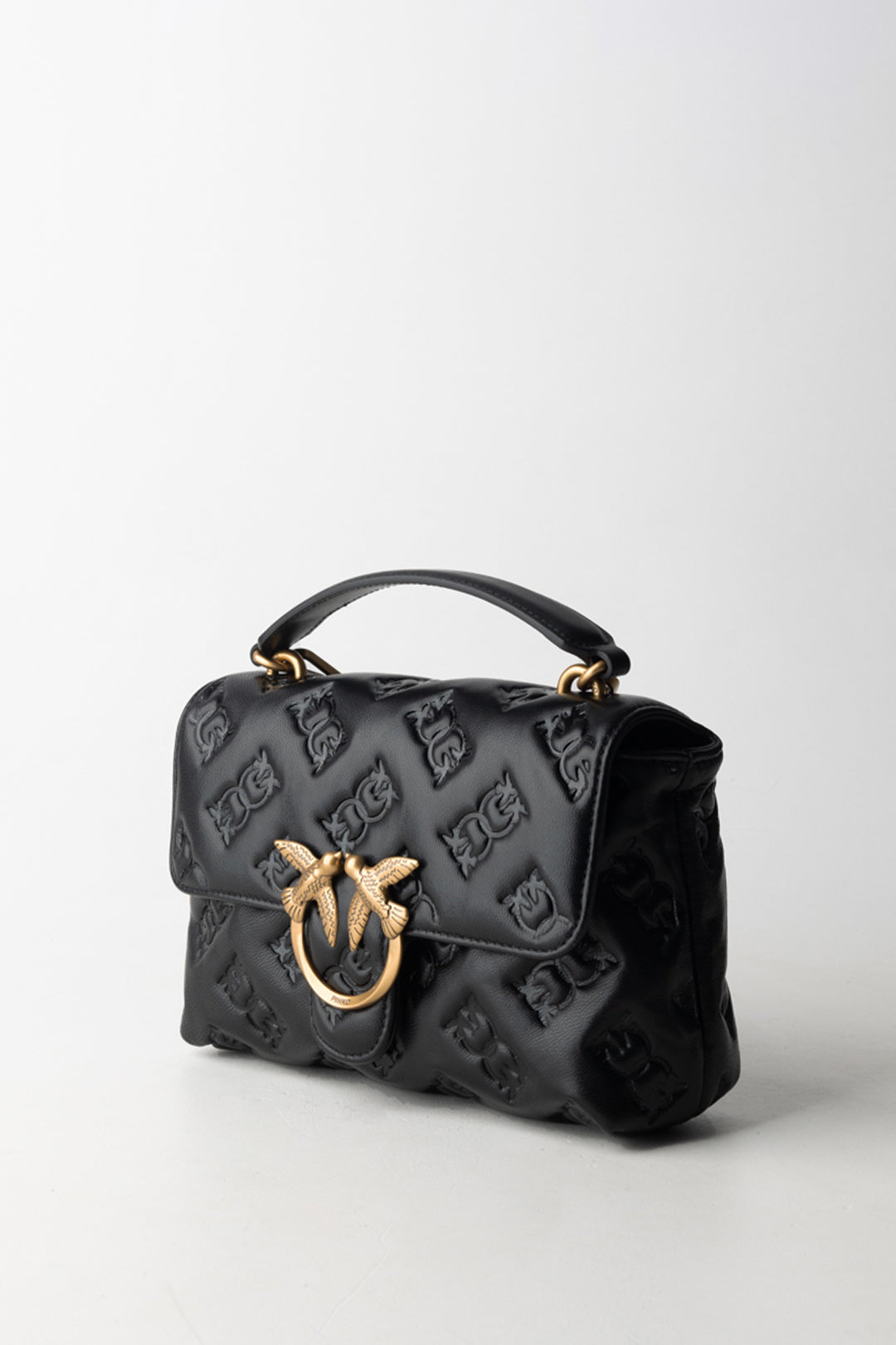 Pinko Borsa Love Bag con Logo Impresso NERO-ANTIQUE GOLD