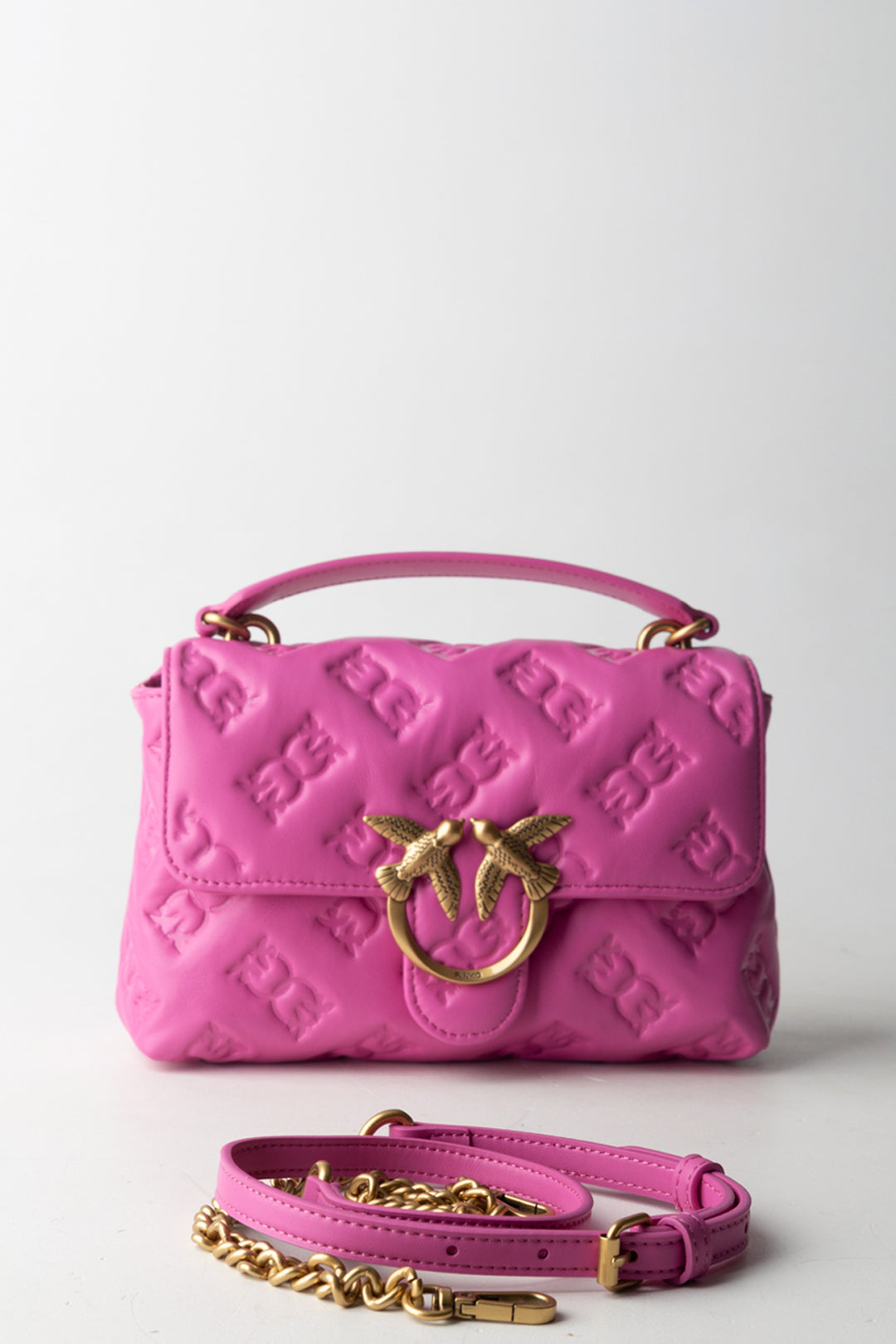 Pinko Borsa Love Bag con Logo Impresso ROSA FLOGO-ANTIQUE GOLD
