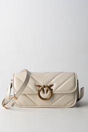Pinko Borsa Love Mini Trapuntata BIANCO SETA-ANTIQUE GOLD