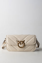 Pinko Borsa Love Mini Trapuntata BIANCO SETA-ANTIQUE GOLD