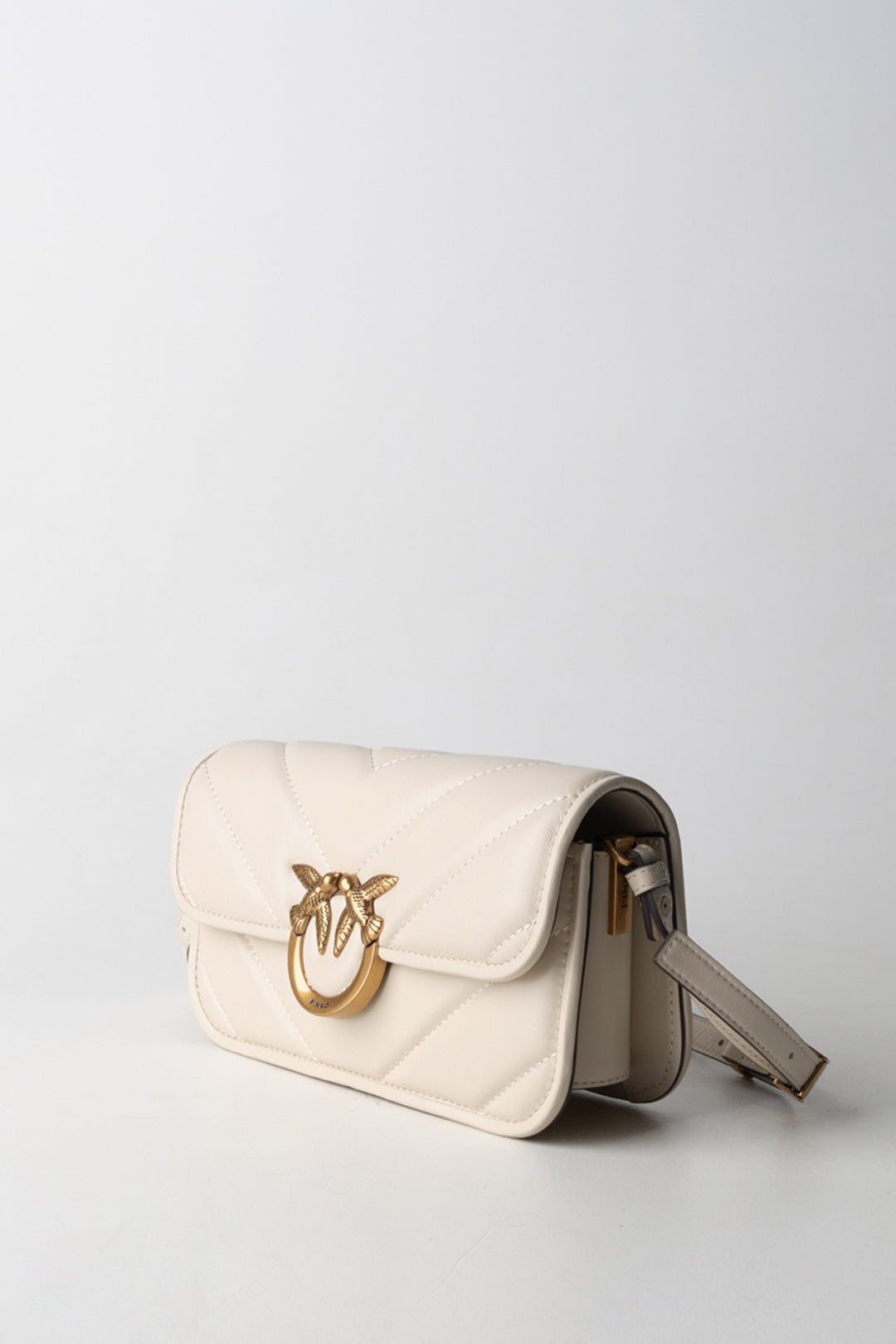 Pinko Borsa Love Mini Trapuntata BIANCO SETA-ANTIQUE GOLD