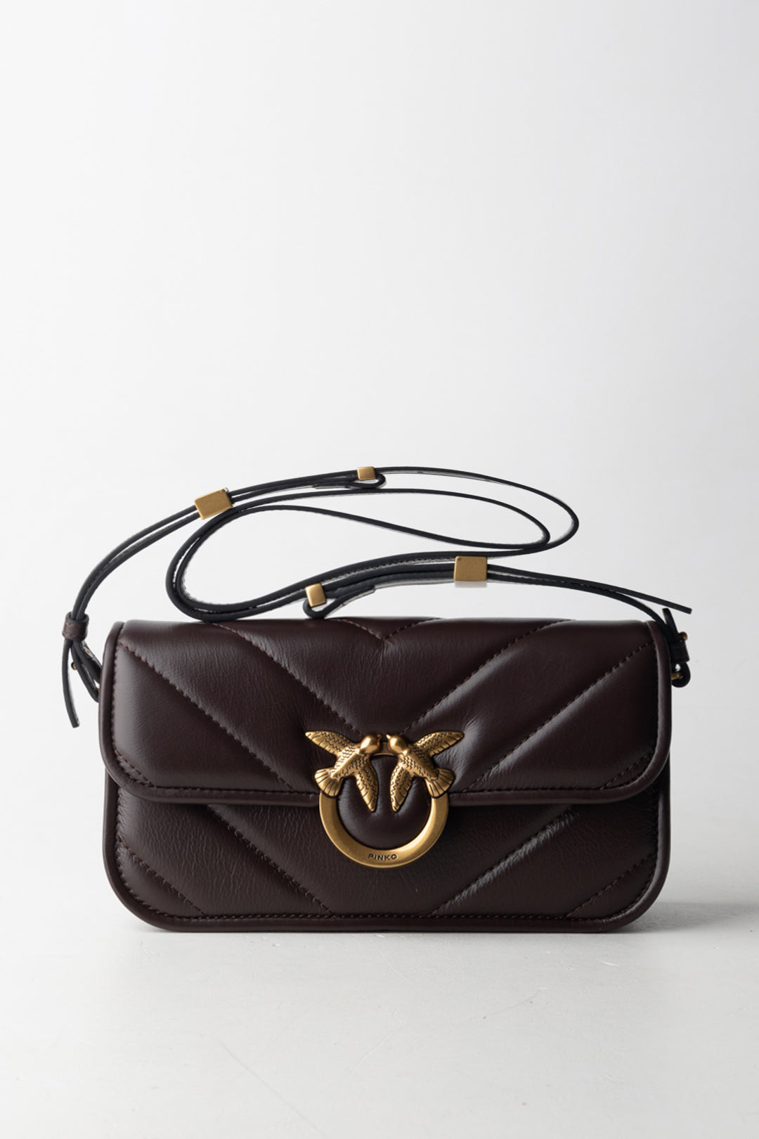 Pinko Borsa Love Mini Trapuntata ROSSO MOGANO-ANTIQUE GOLD