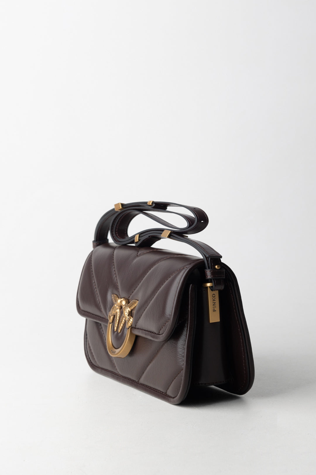 Pinko Borsa Love Mini Trapuntata ROSSO MOGANO-ANTIQUE GOLD