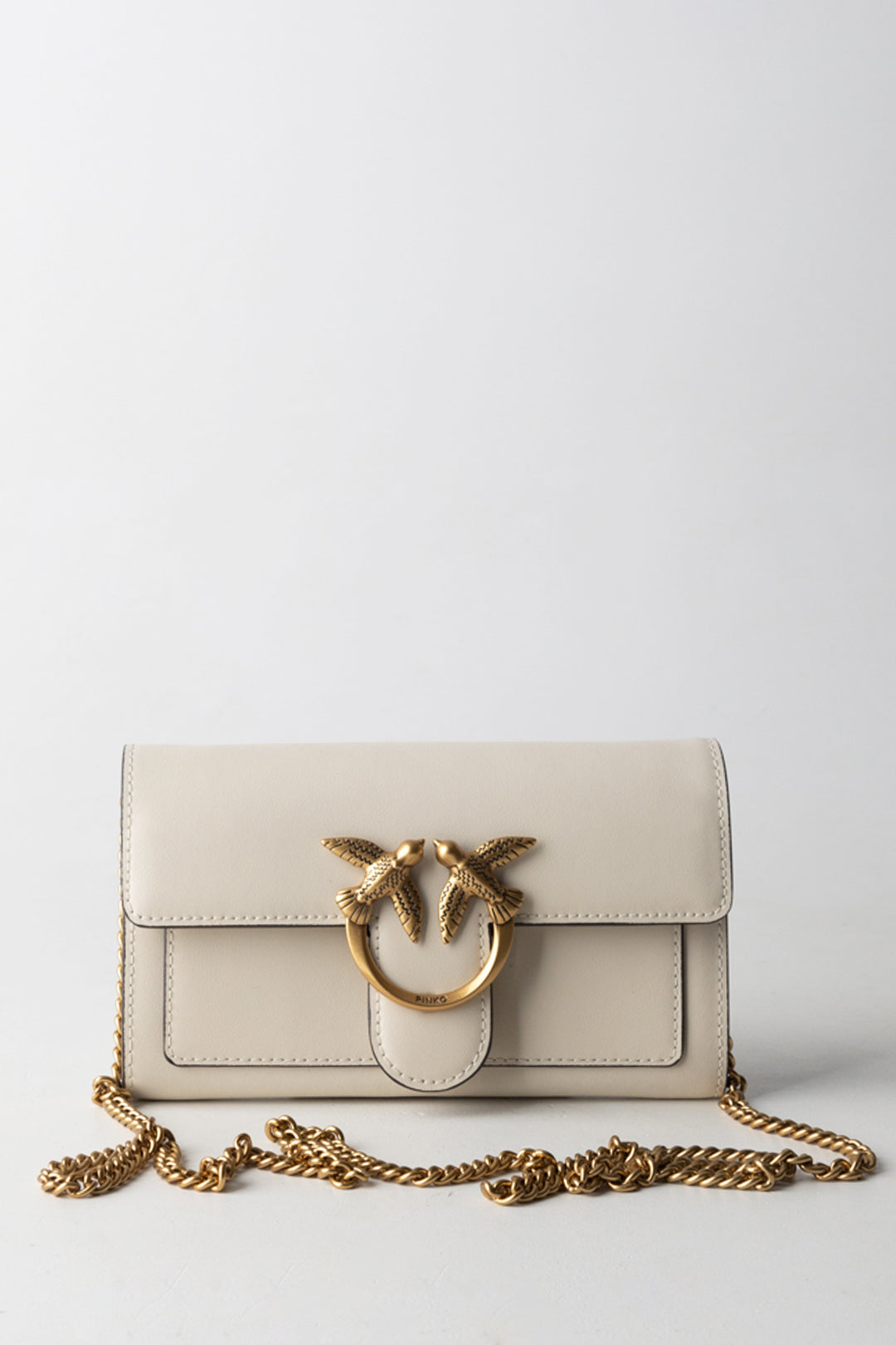 Pinko Borsa Love One Classic BIANCO SETA-ANTIQUE GOLD