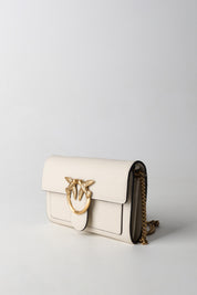 Pinko Borsa Love One Classic BIANCO SETA-ANTIQUE GOLD