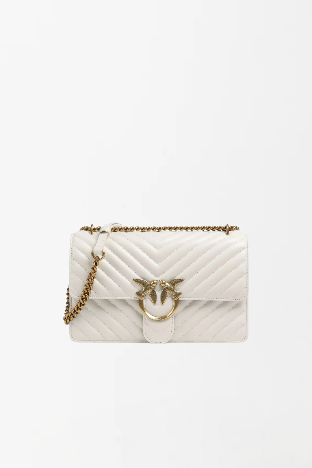 Pinko Borsa Love One Classic Trapuntata BIANCO SETA-OLD SILVER