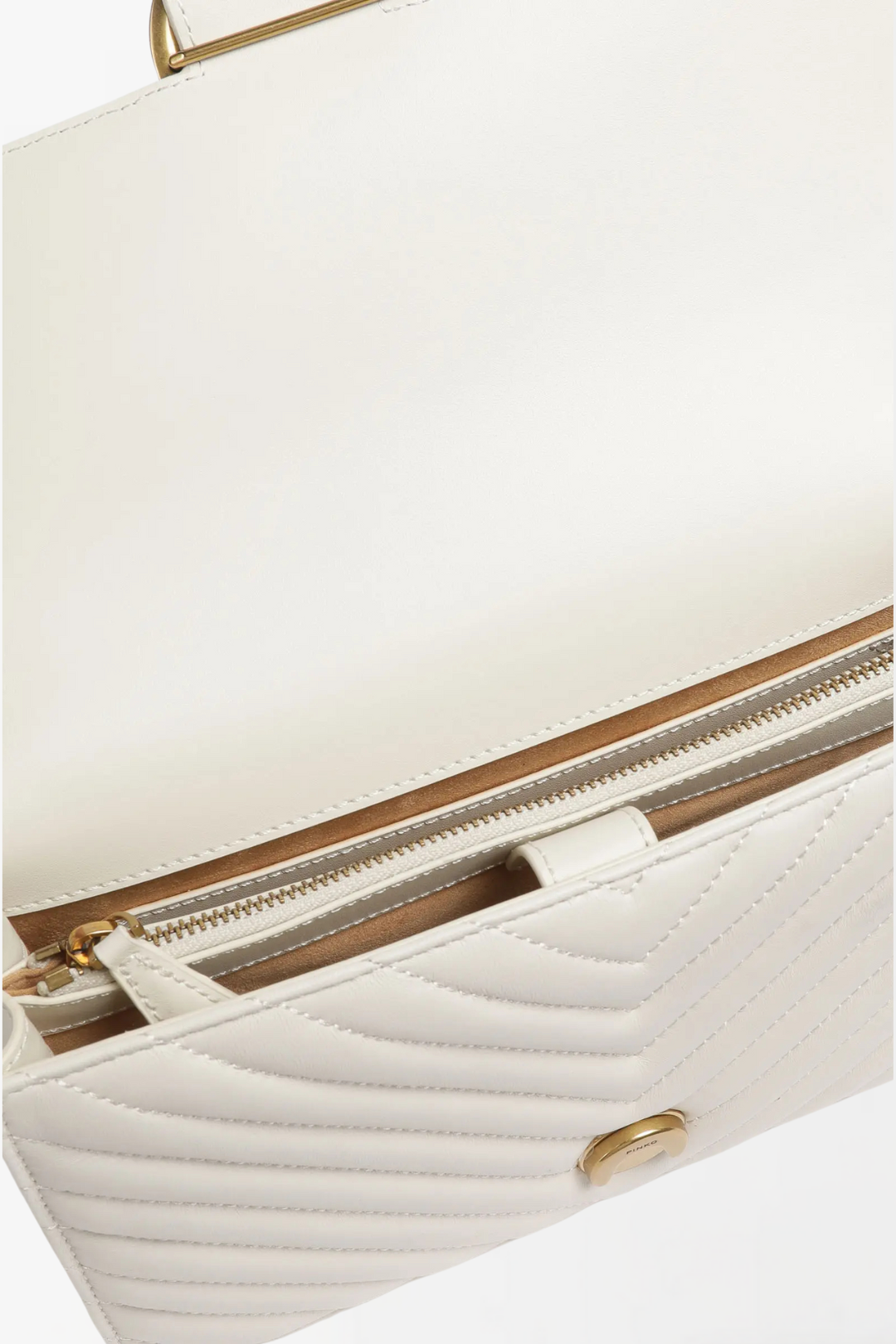 Pinko Borsa Love One Classic Trapuntata BIANCO SETA-OLD SILVER