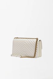 Pinko Borsa Love One Classic Trapuntata BIANCO SETA-OLD SILVER