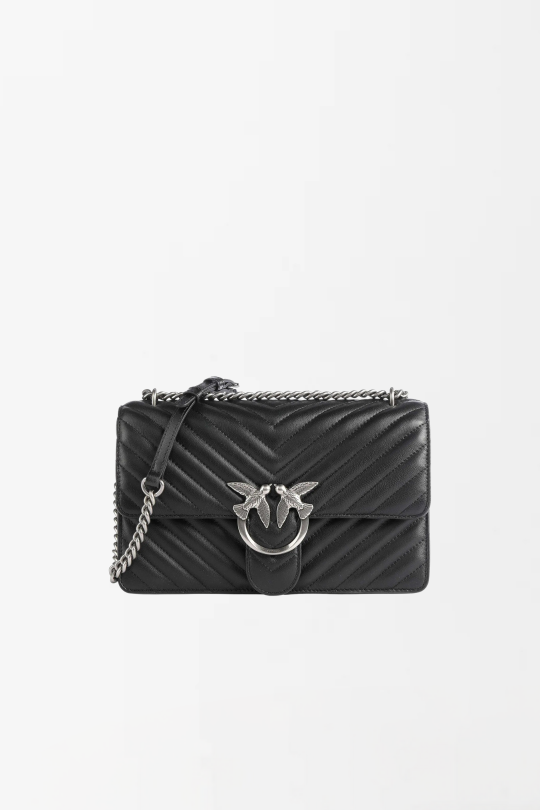 Pinko Borsa Love One Classic Trapuntata NERO-OLD SILVER