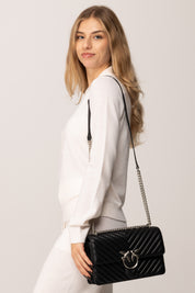 Pinko Borsa Love One Classic Trapuntata NERO-OLD SILVER