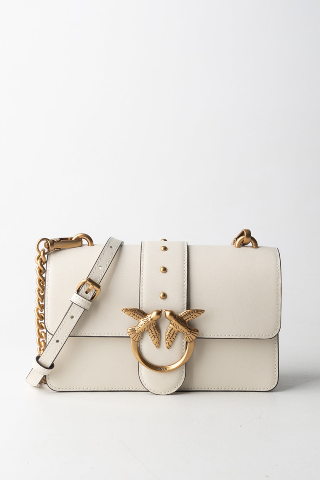 Pinko Borsa Love One Mini BIANCO SETA-ANTIQUE GOLD