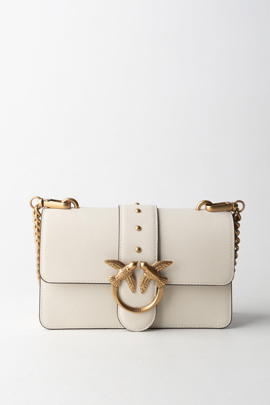 Pinko Borsa Love One Mini BIANCO SETA-ANTIQUE GOLD