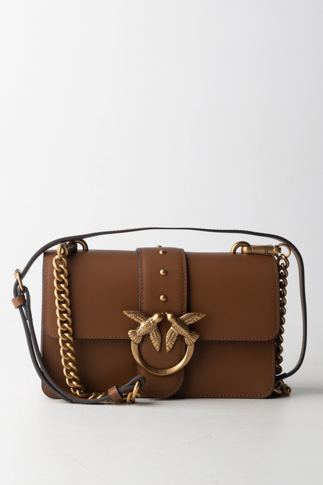 Pinko Borsa Love One Mini MARRONE - LEONE-ANTIQUE GOLD