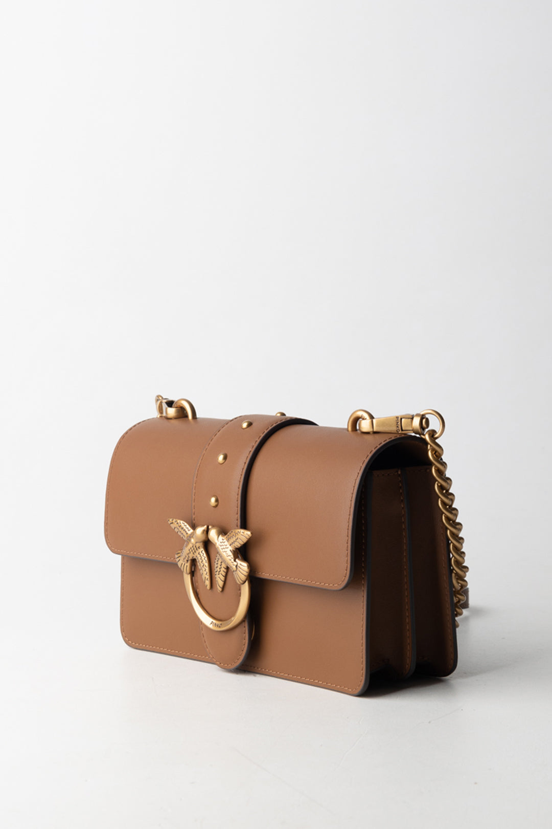 Pinko Borsa Love One Mini MARRONE - LEONE-ANTIQUE GOLD