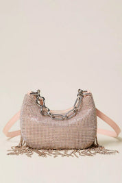 Twin-set Borsa ‘mini Croissant’ In Strass con Frange 261TB7360 PEACH PINK