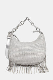 Twin-set Borsa ‘mini Croissant’ In Strass con Frange 261TB7360 SILVER