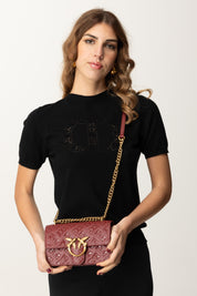 Pinko Borsa Mini Love Bag con Pattern Logo 100074 A1YB BORDEAUX MERLOT-ANTIQUE GOLD