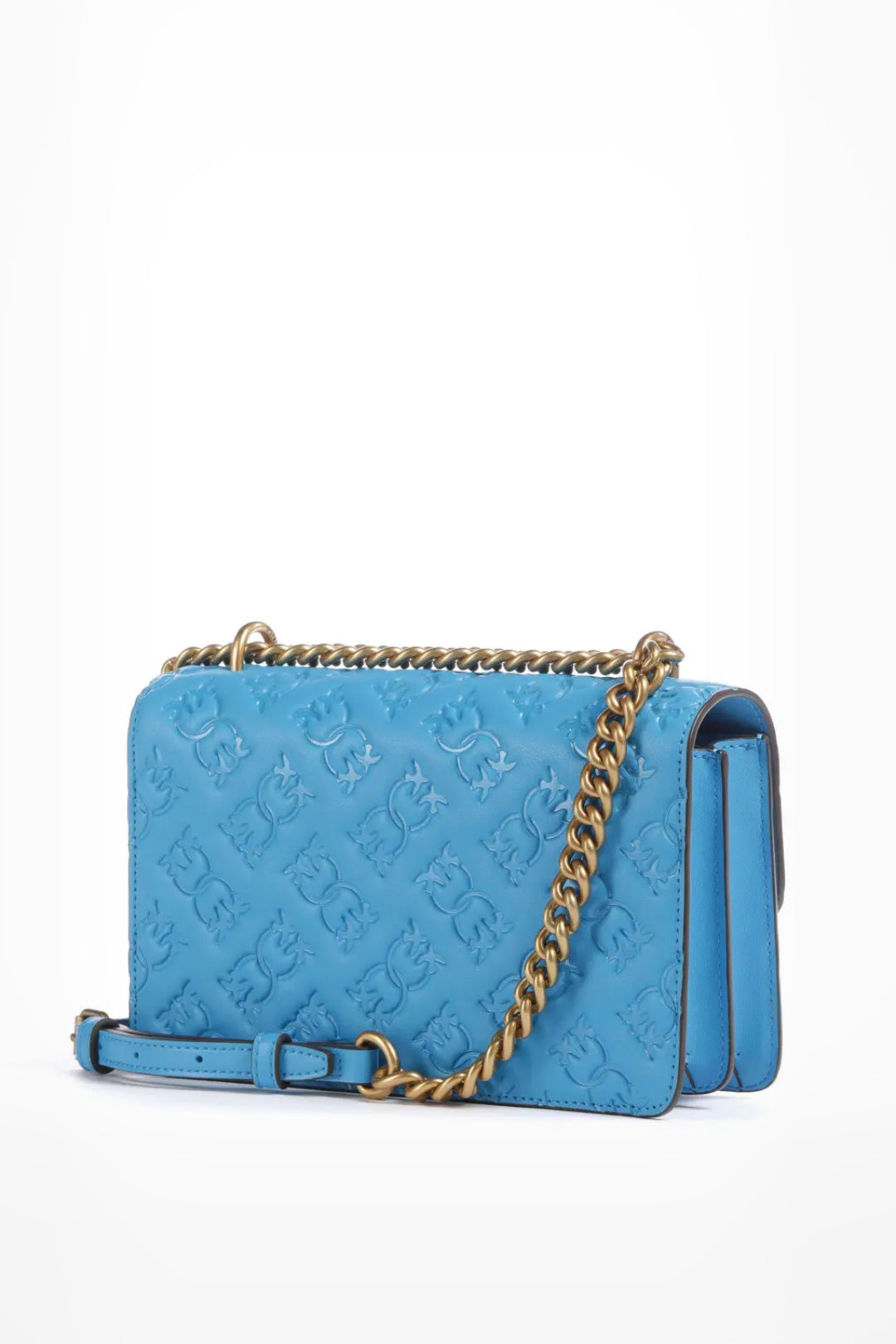 Pinko Borsa Mini Love Bag con Pattern Logo AZZURRO DRESDA-ANTIQUE GOLD