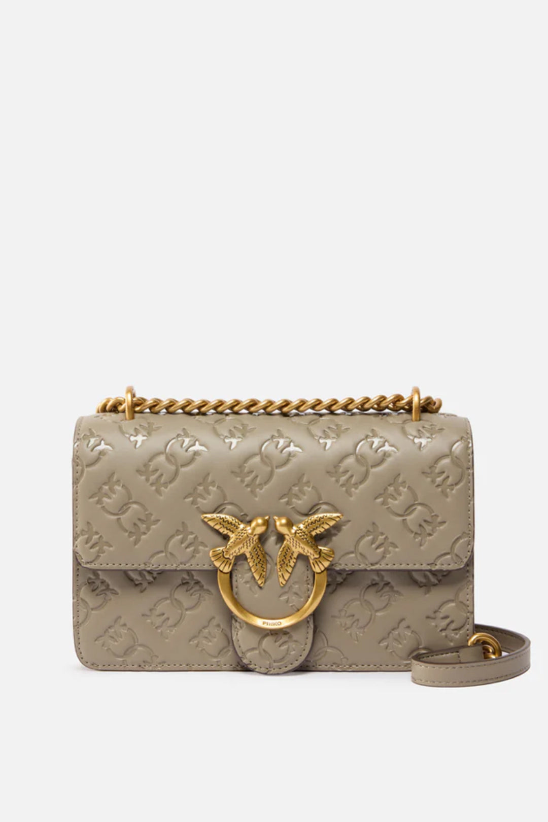 Pinko Borsa Mini Love Bag con Pattern Logo NOCE-ANTIQUE GOLD