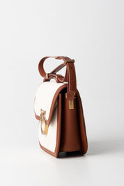 Pinko Borsa Piccola Love Bag In Canvas e Pelle 104297 A2C7 BEIGE/MARRONE-ANTIQUE GOLD