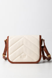 Pinko Borsa Piccola Love Bag In Canvas e Pelle 104297 A2C7 BEIGE/MARRONE-ANTIQUE GOLD