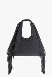 Manila Grace Borsa Sac Bag Intrecciata con Frange Laterali B836EU METEORITE :AI26