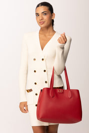 Twin-set Borsa Shopper Effetto Pelle Di Vitello 252TB7150 BIC.ROSSO VENEZIANO/WINETASTIN