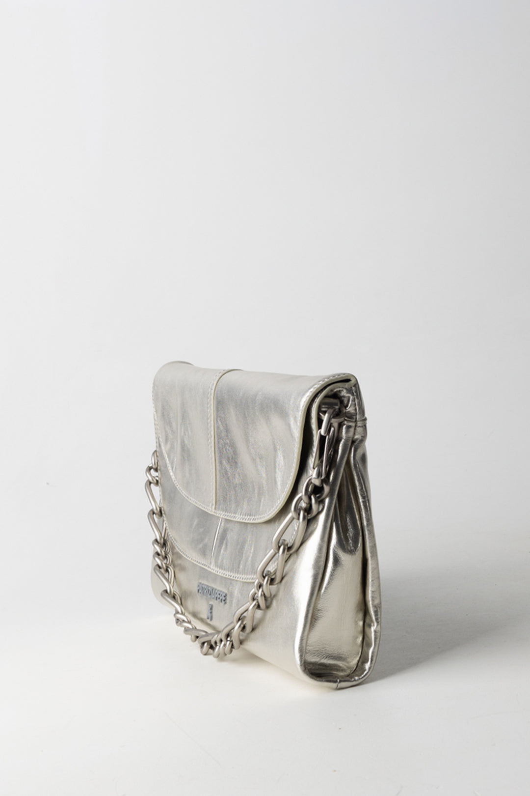 Patrizia Pepe Borsa Shopper In Pelle con Logo Fly 2B0152 L041 NEW SILVER