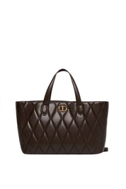 Twin-set Borsa Shopper Trapuntata con Logo 252TB7050 COFFEE