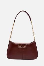 Elisabetta Franchi Borsa Spalla con Placca Logo BS93A61E2 CACAO