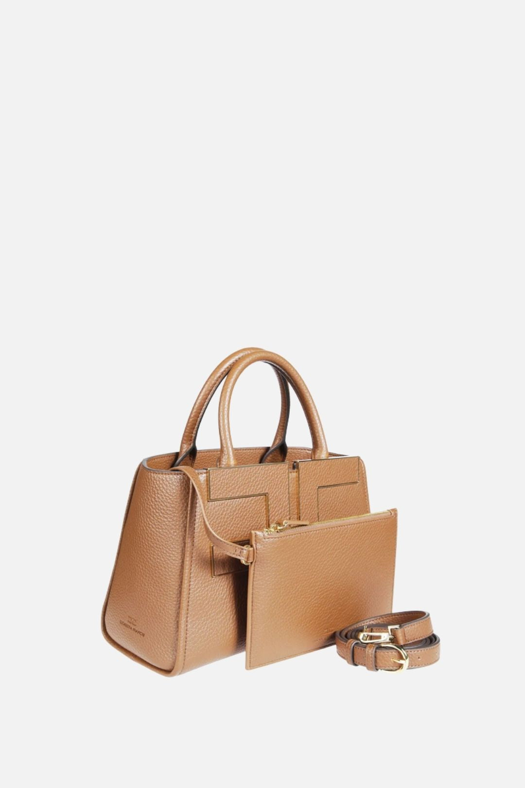 Elisabetta Franchi Borsa Tote Effetto Pelle con Logo Frontale BS06A66E2 DAINO
