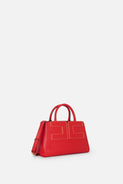 Elisabetta Franchi Borsa Tote Effetto Pelle con Logo Frontale BS06A66E2 RED PASSION