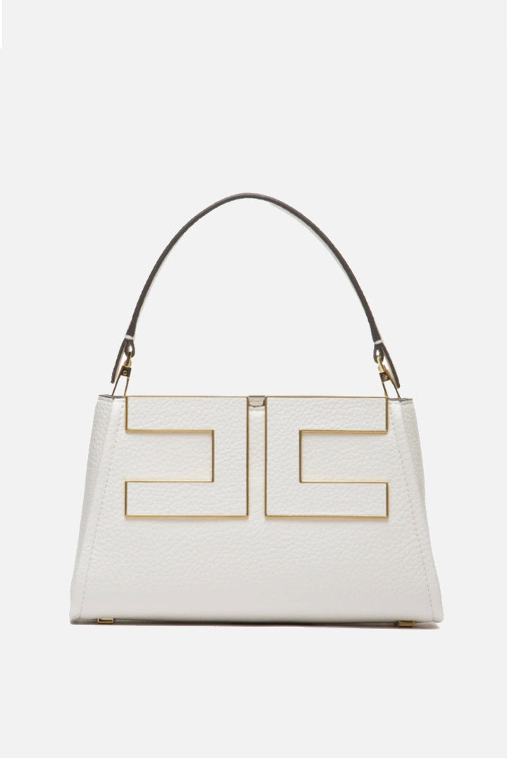 Elisabetta Franchi Borsa Tote Effetto Pelle con Logo Frontale BS07A66E2 BURRO