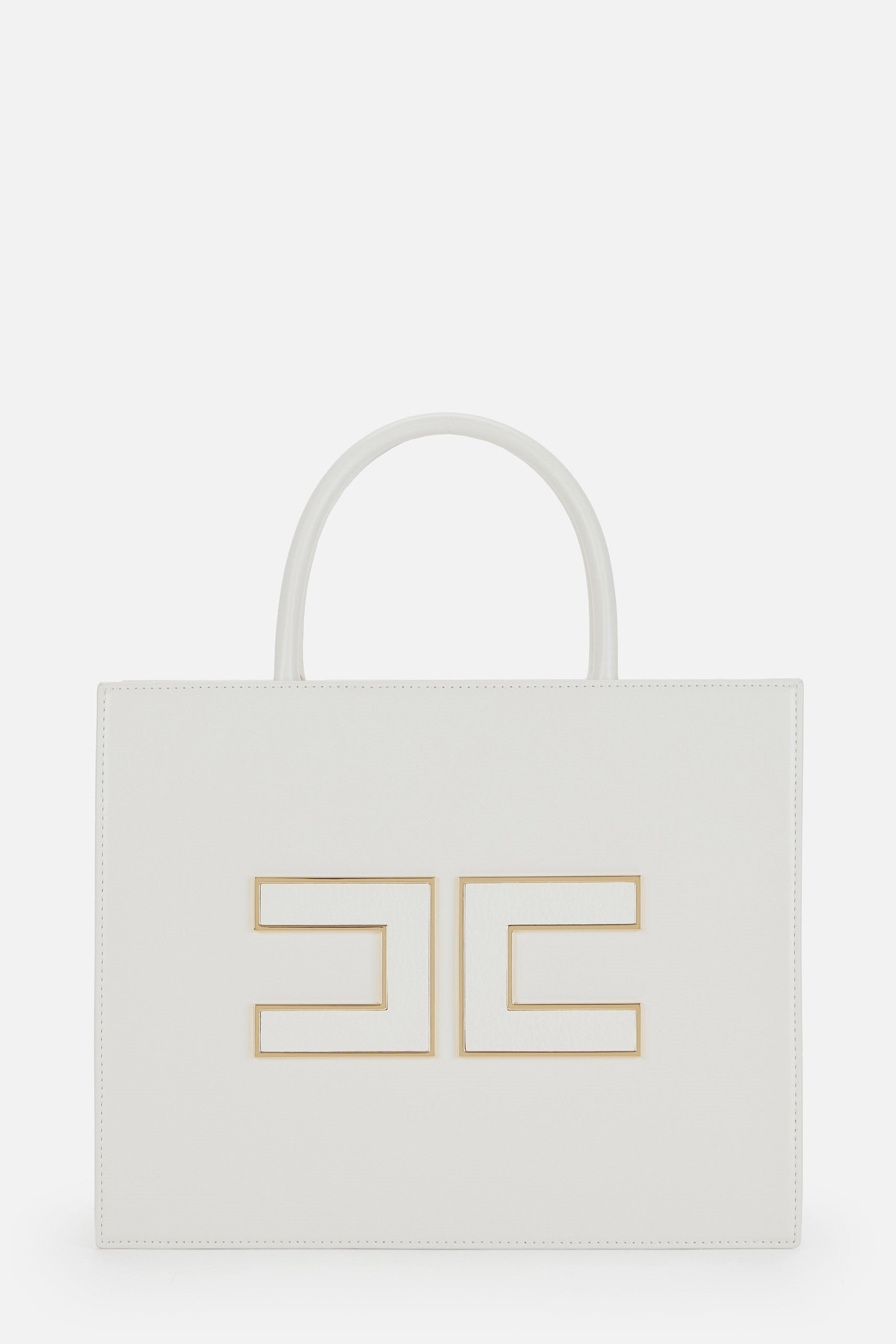Elisabetta Franchi Borsa Tote Grande con Logo BS32A56E2 MILK