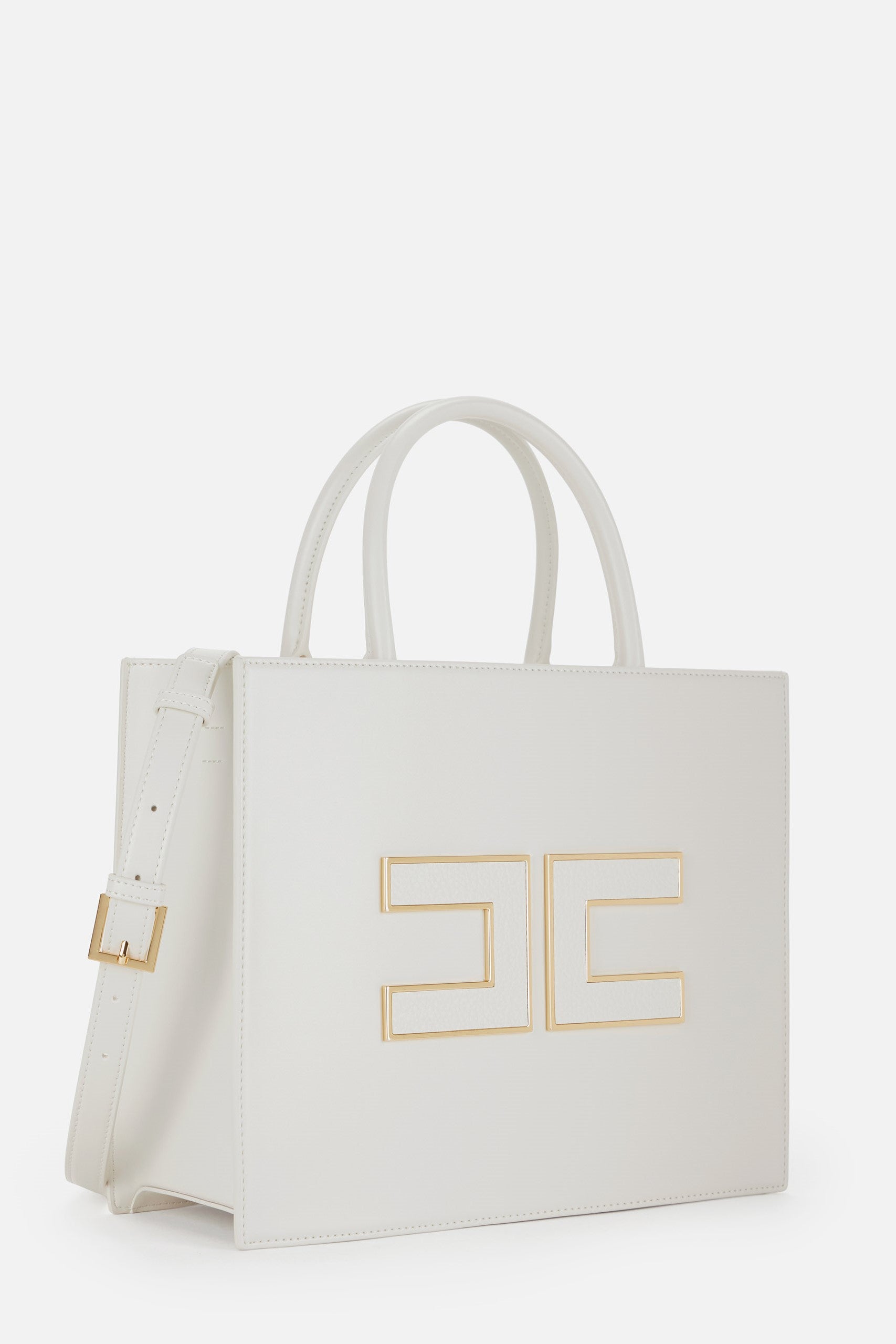 Elisabetta Franchi Borsa Tote Grande con Logo BS32A56E2 MILK