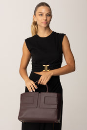 Elisabetta Franchi Borsa Tote Grande con Logo BS34A56E2 MERLOT
