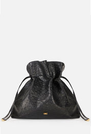 Elisabetta Franchi Borsa Tote In Pelle con Effetto Struzzo e Logo BS02N62E2 NERO