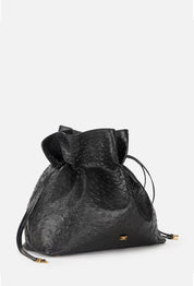 Elisabetta Franchi Borsa Tote In Pelle con Effetto Struzzo e Logo BS02N62E2 NERO