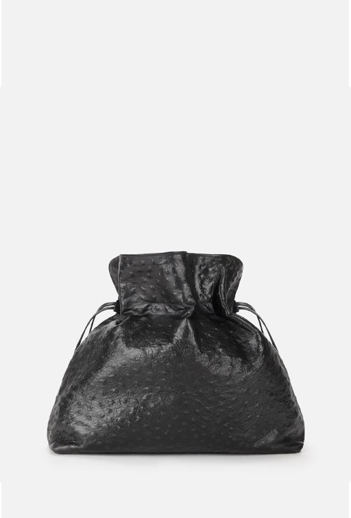 Elisabetta Franchi Borsa Tote In Pelle con Effetto Struzzo e Logo BS02N62E2 NERO