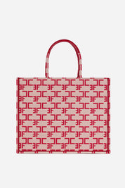 Elisabetta Franchi Borsa Tote Monogram Grande BURRO/ROSSO