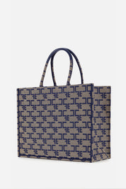 Elisabetta Franchi Borsa Tote Monogram Grande CAMMELLO/BLU