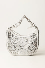 Twin-set Borsetta Hobo Piccola Croissant con Strass 252TB7213 SILVER