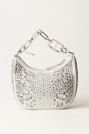 Twin-set Borsetta Hobo Piccola Croissant con Strass 252TB7213 SILVER