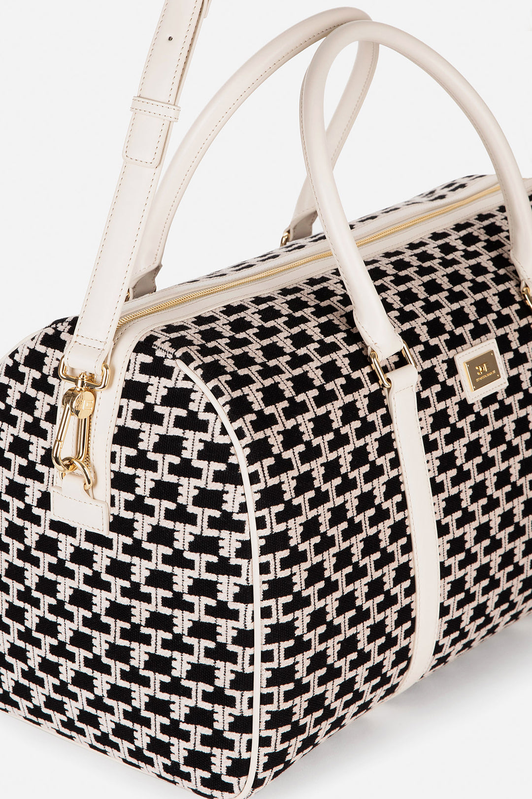 Elisabetta Franchi Borsone Weekend Monogram Travel BURRO/NERO
