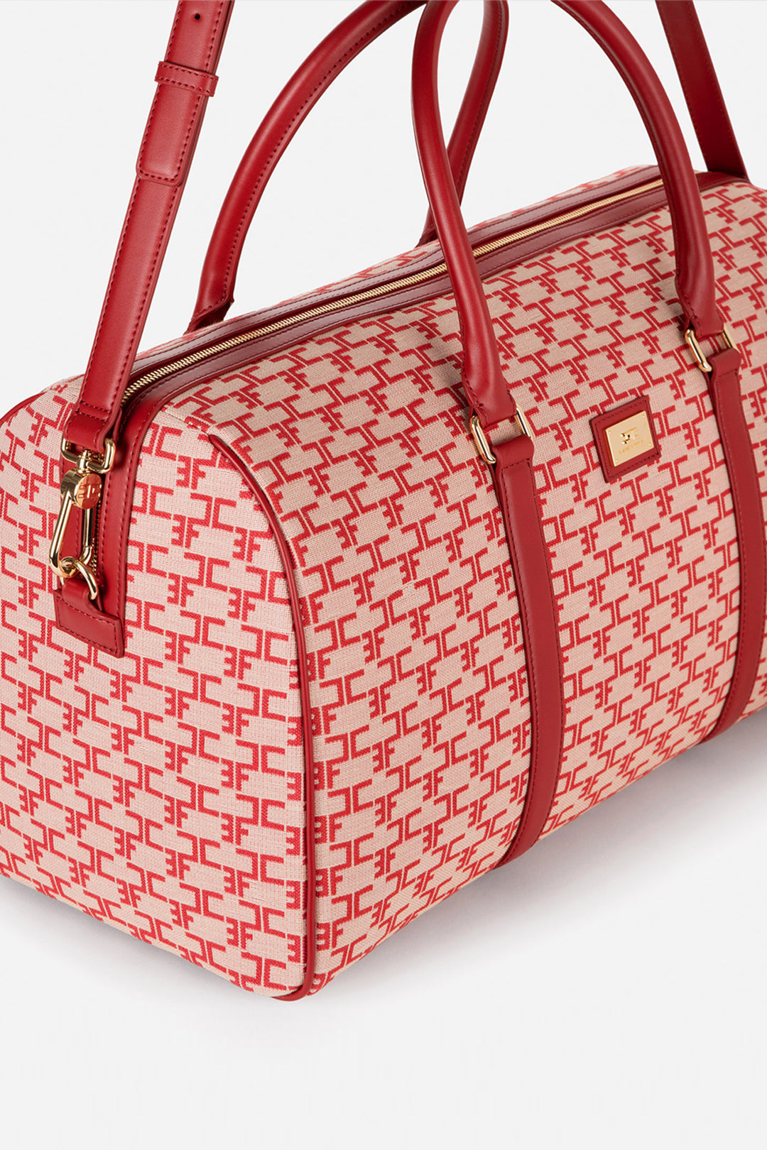 Elisabetta Franchi Borsone Weekend Monogram Travel BURRO/ROSSO