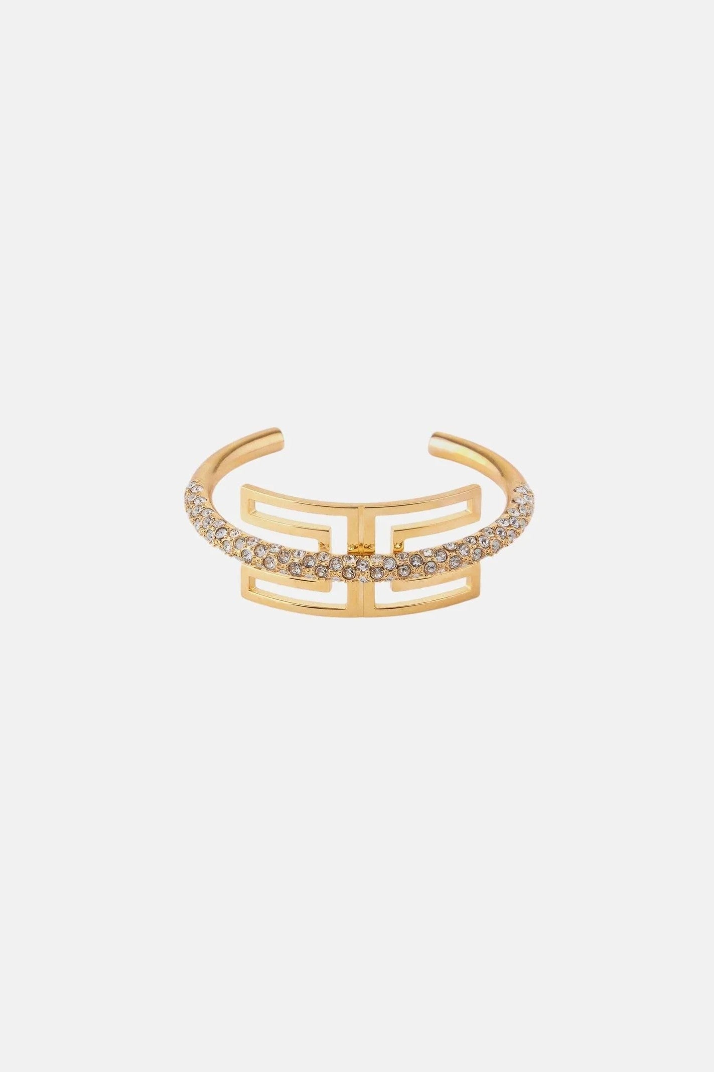 Elisabetta Franchi Bracciale Rigido con Logo e Filo Di Strass BC51B62E2 ORO GIALLO