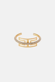 Elisabetta Franchi Bracciale Rigido con Logo e Filo Di Strass BC51B62E2 ORO GIALLO